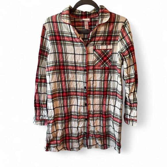 Wondershop Other - Soft & Cozy Red/white Plaid Long Sleeve Nightgown, Size Small